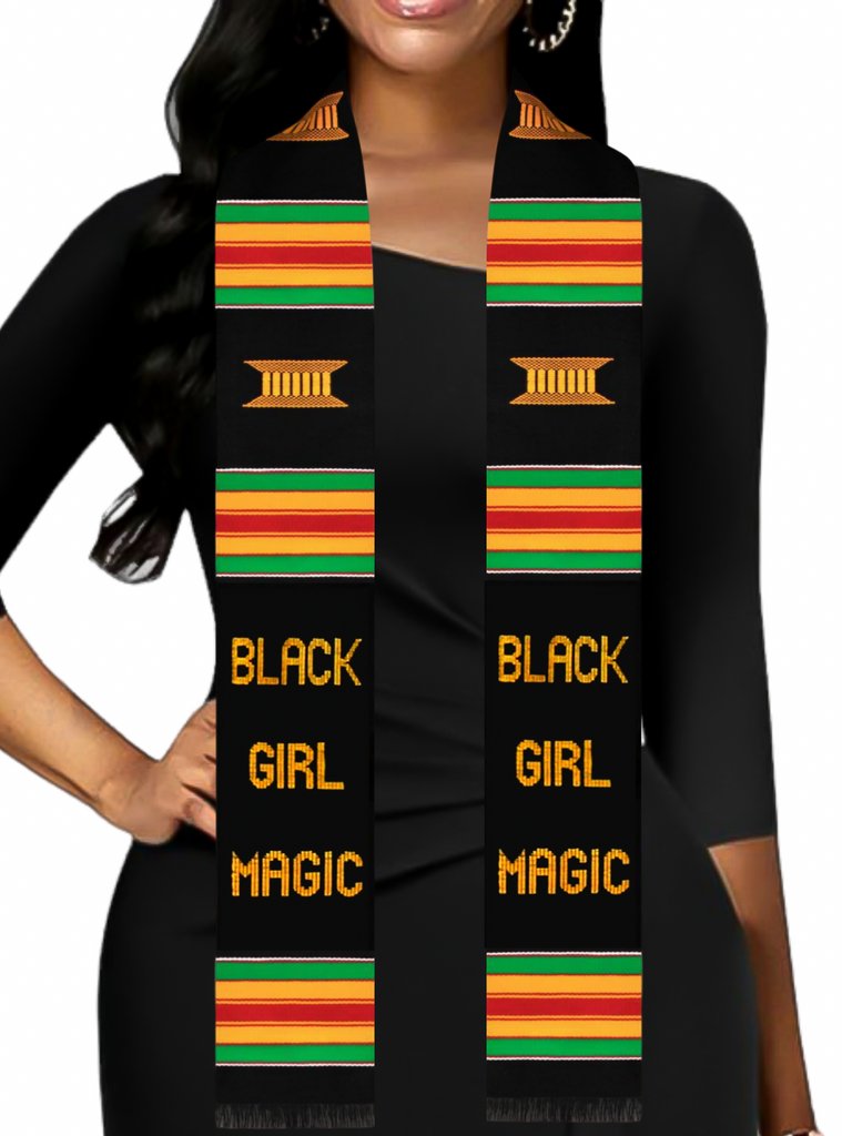 Black Girl Magic Kente Cloth Graduation Stole