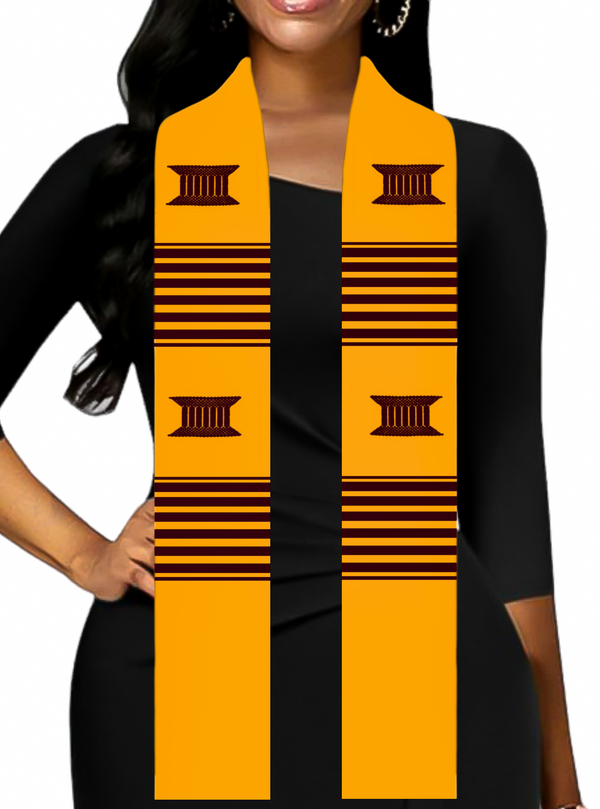 Customizable Kente Cloth Graduation Stole  GOLD