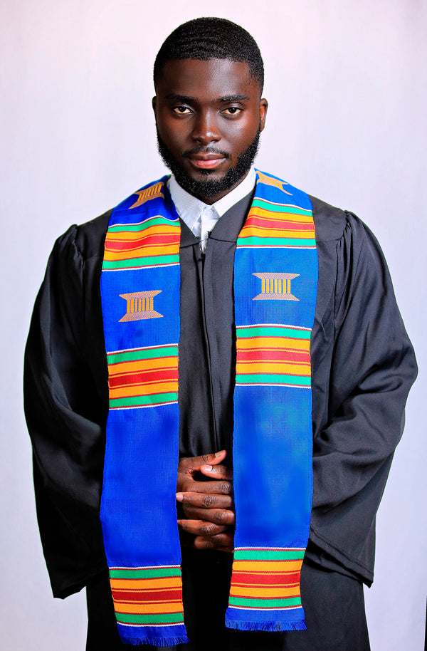 Customizable Blue Graduation Kente Stole